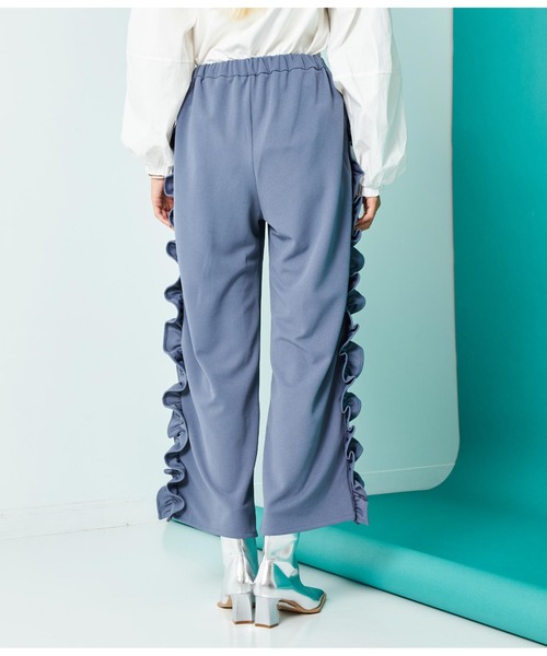 Settimissimo（セッティミッシモ）の「カットジョーゼット サイドフリル ワイドパンツ（その他パンツ・レディース・ブルー/ブラック・FREE）」の18枚目の写真
