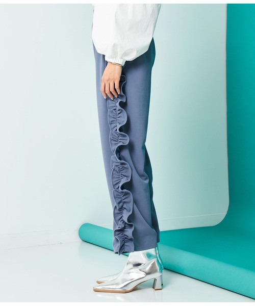 Settimissimo（セッティミッシモ）の「カットジョーゼット サイドフリル ワイドパンツ（その他パンツ・レディース・ブルー/ブラック・FREE）」の17枚目の写真