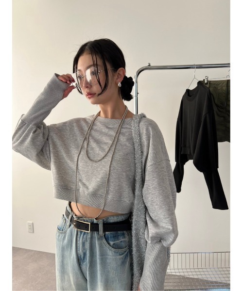 HANNE(アン)の「クロップドスウェット(スウェット・レディース・ブラック/グレー・FREE)」の13枚目の写真