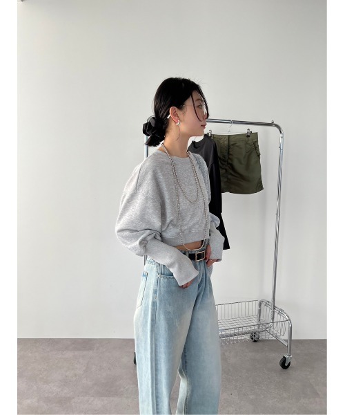 HANNE(アン)の「クロップドスウェット(スウェット・レディース・ブラック/グレー・FREE)」の16枚目の写真