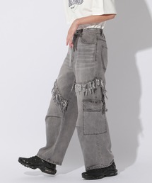 Anui | 【UNISEX/2サイズ展開】アシメフリンジデニム(デニムパンツ)