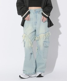 Anui | 【UNISEX/2サイズ展開】アシメフリンジデニム(デニムパンツ)