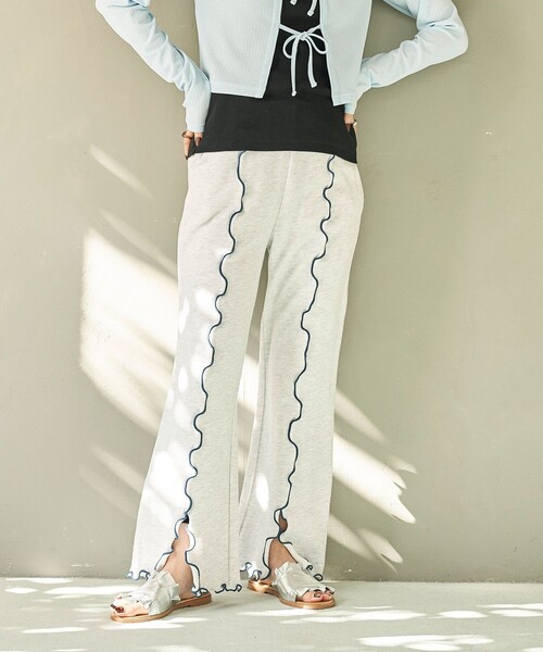 FREAK'S STORE（フリークスストア）の「配色メロー スウェットパンツ（スウェットパンツ・レディース・ライトグレー/チャコール/ネイビー・ﾌﾘ-）」の9枚目の写真