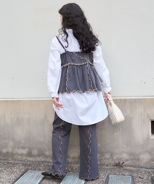 FREAK'S STORE（フリークスストア）の「配色メロー スウェットパンツ（スウェットパンツ・レディース・ライトグレー/チャコール/ネイビー・ﾌﾘ-）」の12枚目の写真