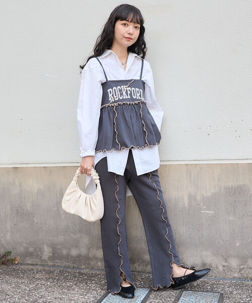 FREAK'S STORE（フリークスストア）の「配色メロー スウェットパンツ（スウェットパンツ・レディース・ライトグレー/チャコール/ネイビー・ﾌﾘ-）」の13枚目の写真