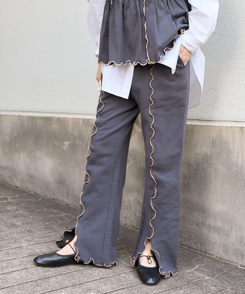 FREAK'S STORE（フリークスストア）の「配色メロー スウェットパンツ（スウェットパンツ・レディース・ライトグレー/チャコール/ネイビー・ﾌﾘ-）」の15枚目の写真