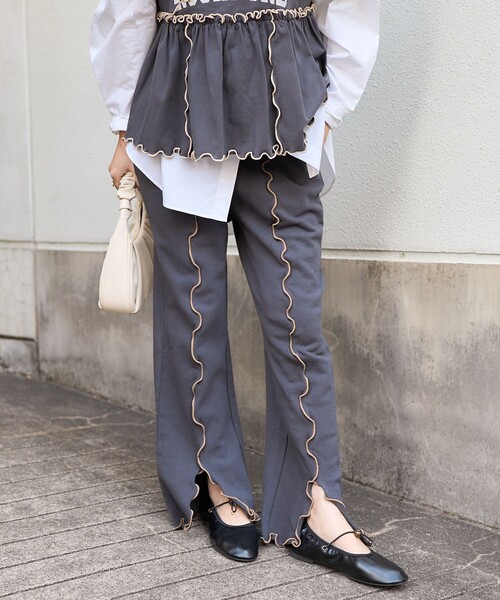 FREAK'S STORE（フリークスストア）の「配色メロー スウェットパンツ（スウェットパンツ・レディース・ライトグレー/チャコール/ネイビー・ﾌﾘ-）」の16枚目の写真