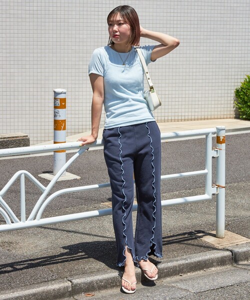 FREAK'S STORE（フリークスストア）の「配色メロー スウェットパンツ（スウェットパンツ・レディース・ライトグレー/チャコール/ネイビー・ﾌﾘ-）」の21枚目の写真