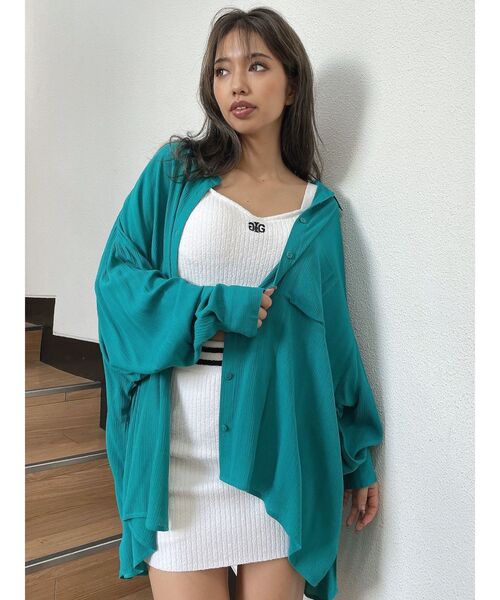 GYDA（ジェイダ）の「楊柳シアーBIGシャツ（シャツ/ブラウス・レディース・オフホワイト/ベージュ/グリーン・FREE）」の6枚目の写真