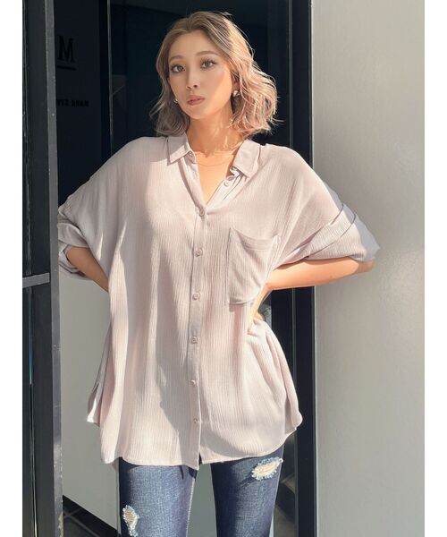 GYDA（ジェイダ）の「楊柳シアーBIGシャツ（シャツ/ブラウス・レディース・オフホワイト/ベージュ/グリーン・FREE）」の18枚目の写真