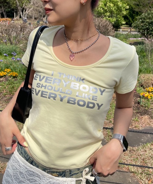 サイドシャーリングUネックTeeシャツ（Tシャツ/カットソー