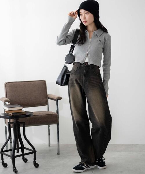 WEGO(ウィゴー)の「WEGO/ワンポイント刺繍WZIP長袖トップス(Tシャツ/カットソー・レディース・ブラック/杢グレー/オフホワイト・FREE)」の19枚目の写真