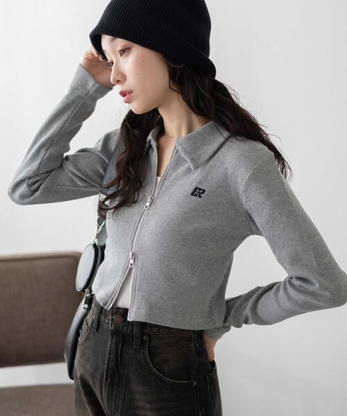 セール】WEGO/ワンポイント刺繍WZIP長袖トップス（Tシャツ