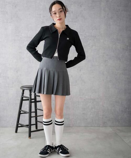 WEGO(ウィゴー)の「WEGO/ワンポイント刺繍WZIP長袖トップス(Tシャツ/カットソー・レディース・ブラック/杢グレー/オフホワイト・FREE)」の4枚目の写真