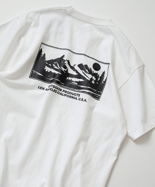OUTDOOR PRODUCTS(アウトドアプロダクツ)の「【OUTDOOR PRODUCTS/アウトドアプロダクツ】 ヘビーウェイト オーバーサイズ バックプリントTシャツ(Tシャツ/カットソー・メンズ・ホワイト/ピンク/ライトグリーン/ベージュ/グレイッシュブルー/ブラック/カーキ・MEDIUM/LARGE/X-LARGE)」の2枚目の写真