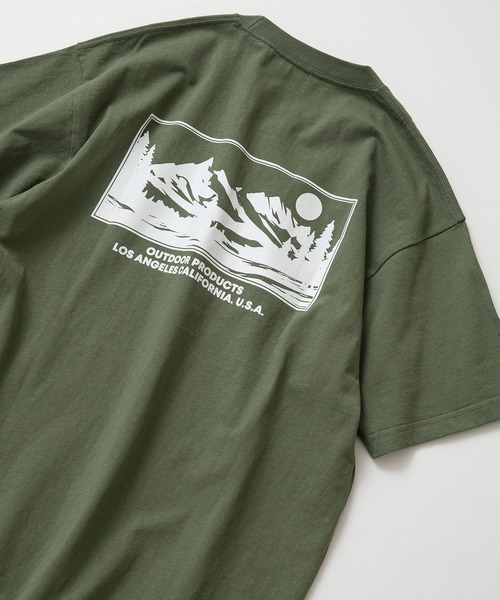 OUTDOOR PRODUCTS(アウトドアプロダクツ)の「【OUTDOOR PRODUCTS/アウトドアプロダクツ】 ヘビーウェイト オーバーサイズ バックプリントTシャツ(Tシャツ/カットソー・メンズ・ホワイト/ピンク/ライトグリーン/ベージュ/グレイッシュブルー/ブラック/カーキ・MEDIUM/LARGE/X-LARGE)」の1枚目の写真