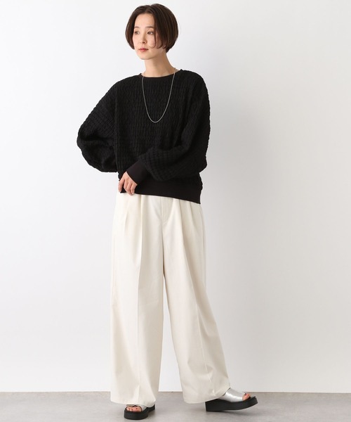LEPSIM(レプシィム)の「サス付きドロストワイドパンツ 992056(その他パンツ・レディース・ブラック/アイボリー・FREE)」の10枚目の写真