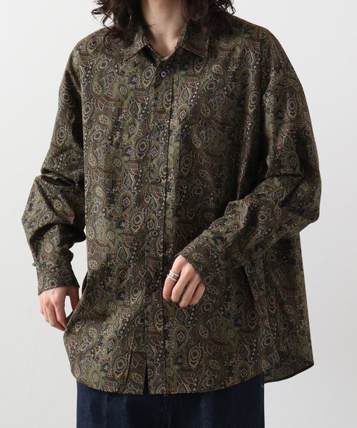 CIAO（チャオ）の「ciao ペイズリービッグシャツ（シャツ/ブラウス・メンズ・パープル/ベージュ/ブラック系2/ブラック系1/チャコール/ネイビー/ブルー/ブラウン・L/M）」の2枚目の写真