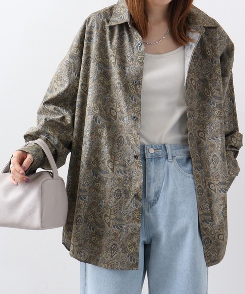 CIAO（チャオ）の「ciao ペイズリービッグシャツ（シャツ/ブラウス・メンズ・パープル/ベージュ/ブラック系2/ブラック系1/チャコール/ネイビー/ブルー/ブラウン・L/M）」の5枚目の写真