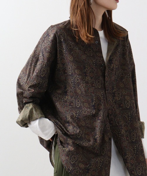 CIAO（チャオ）の「ciao ペイズリービッグシャツ（シャツ/ブラウス・メンズ・パープル/ベージュ/ブラック系2/ブラック系1/チャコール/ネイビー/ブルー/ブラウン・L/M）」の8枚目の写真