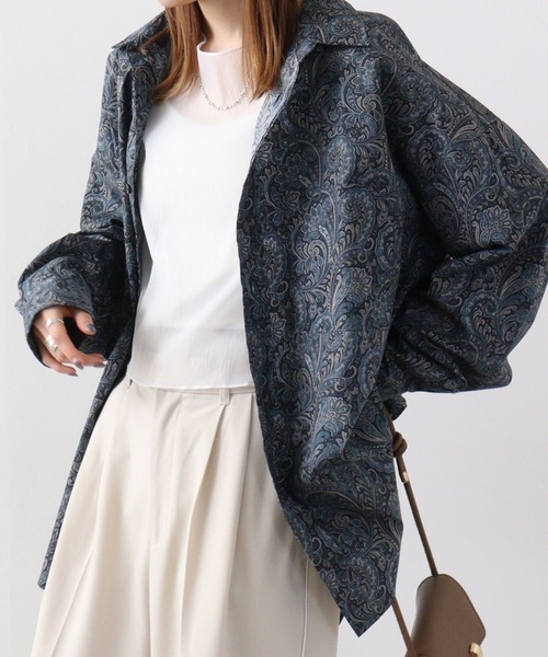 CIAO（チャオ）の「ciao ペイズリービッグシャツ（シャツ/ブラウス・メンズ・パープル/ベージュ/ブラック系2/ブラック系1/チャコール/ネイビー/ブルー/ブラウン・L/M）」の6枚目の写真