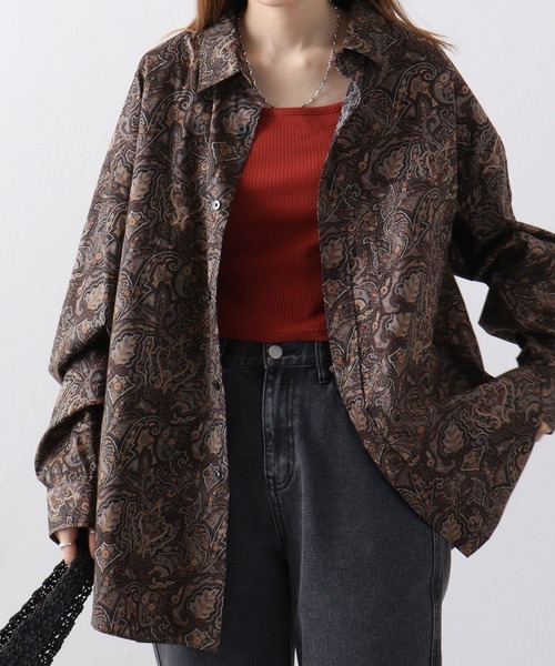 CIAO（チャオ）の「ciao ペイズリービッグシャツ（シャツ/ブラウス・メンズ・パープル/ベージュ/ブラック系2/ブラック系1/チャコール/ネイビー/ブルー/ブラウン・L/M）」の4枚目の写真