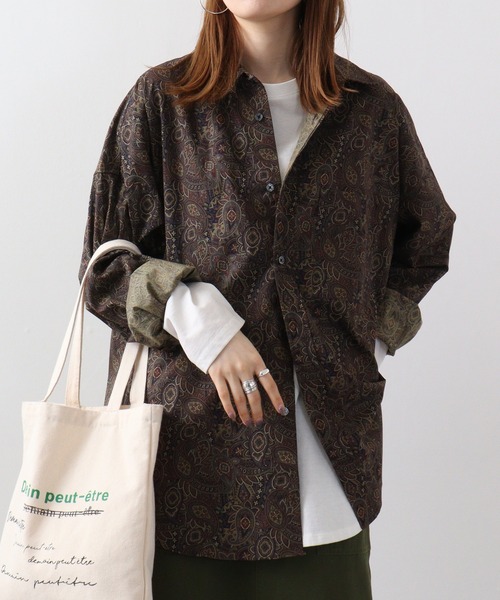 CIAO（チャオ）の「ciao ペイズリービッグシャツ（シャツ/ブラウス・メンズ・パープル/ベージュ/ブラック系2/ブラック系1/チャコール/ネイビー/ブルー/ブラウン・L/M）」の21枚目の写真