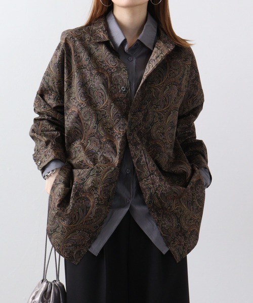 CIAO（チャオ）の「ciao ペイズリービッグシャツ（シャツ/ブラウス・メンズ・パープル/ベージュ/ブラック系2/ブラック系1/チャコール/ネイビー/ブルー/ブラウン・L/M）」の9枚目の写真