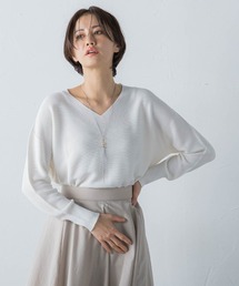 【洗える】ホールガーメントVネックニットプルオーバー