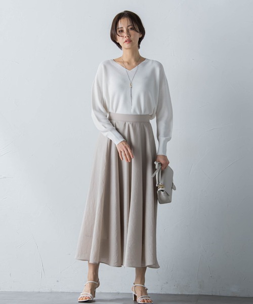 LAUTREAMONT（ロートレアモン）の「【洗える】ホールガーメントVネックニットプルオーバー（ニット/セーター・レディース・ベージュ/イエロー/ホワイト・9号）」の13枚目の写真