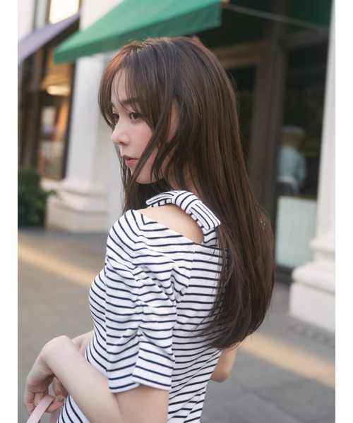 美品WEB限定品snidel ボーダーカットソーワンピースネイビー