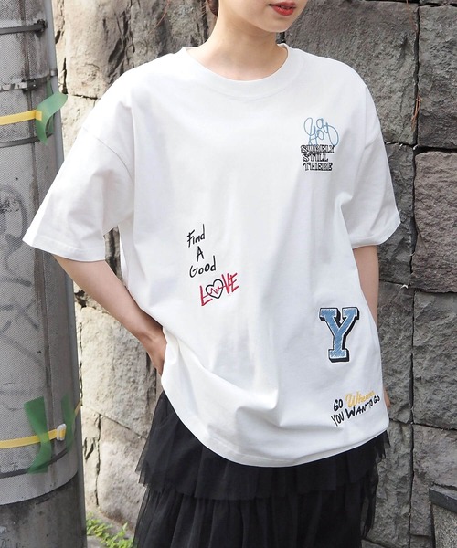 セール】【アソート】落書き刺繍BIGTシャツ（Tシャツ/カットソー