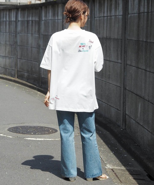 tiptop(ティップトップ)の「【アソート】落書き刺繍BIGTシャツ(Tシャツ/カットソー・レディース・ホワイト系その他/ネイビー/オフホワイト/ブラック系その他・FREE)」の19枚目の写真