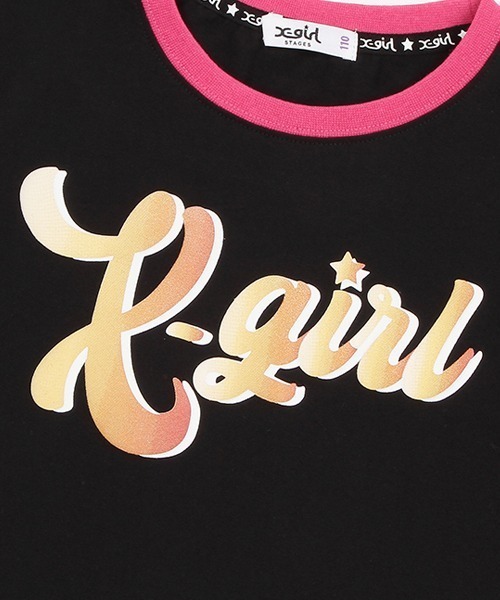 X-girl Stages(エックスガールステージス)の「グラデプリント背中開き半袖Tシャツ(Tシャツ/カットソー・キッズ・オフホワイト/ブラック・90cm/100cm/110cm/120cm/130cm/140cm)」の8枚目の写真