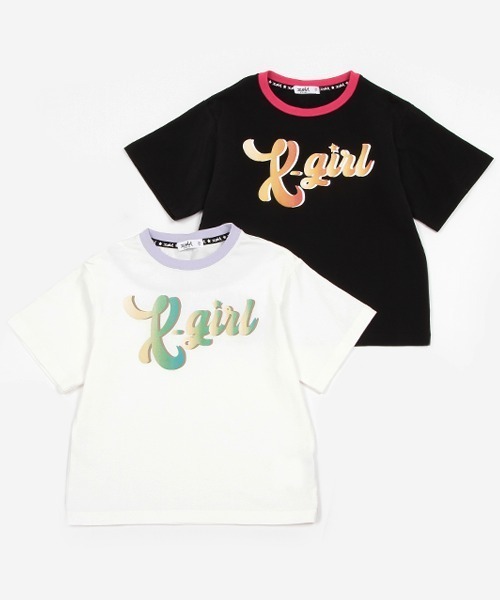 X-girl Stages(エックスガールステージス)の「グラデプリント背中開き半袖Tシャツ(Tシャツ/カットソー・キッズ・オフホワイト/ブラック・90cm/100cm/110cm/120cm/130cm/140cm)」の3枚目の写真