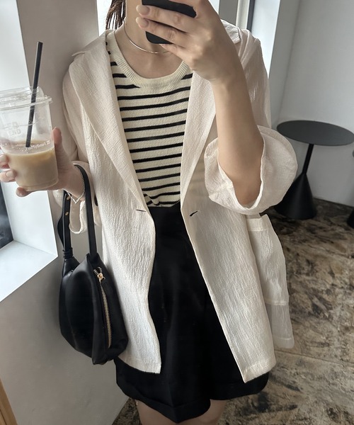 I_am（アイアム）の「lame over size sheer jacket / ラメ