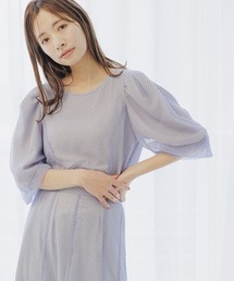 mysty woman | メッシュバルーンスリーブブラウス 124760(シャツ/ブラウス)