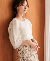 mysty woman | メッシュバルーンスリーブブラウス　124760(シャツ/ブラウス)