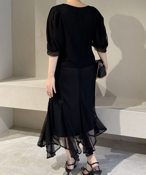 mysty woman（ミスティウーマン）の「メッシュバルーンスリーブブラウス　124760（シャツ/ブラウス・レディース・アイボリー/ブラック/サックスブルー・FREE）」の9枚目の写真