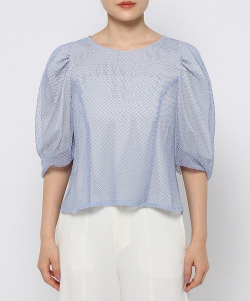 mysty woman（ミスティウーマン）の「メッシュバルーンスリーブブラウス　124760（シャツ/ブラウス・レディース・アイボリー/ブラック/サックスブルー・FREE）」の10枚目の写真