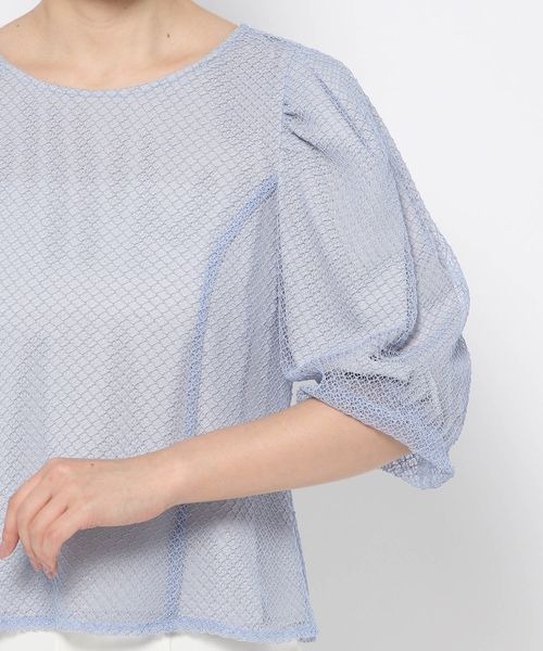 mysty woman（ミスティウーマン）の「メッシュバルーンスリーブブラウス　124760（シャツ/ブラウス・レディース・アイボリー/ブラック/サックスブルー・FREE）」の14枚目の写真