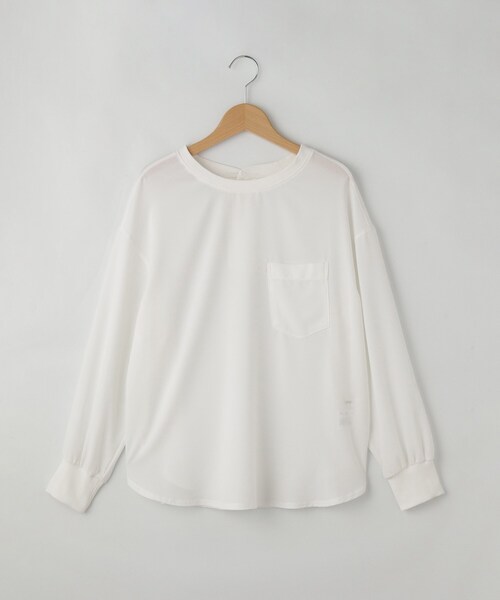 &Bridge(アンドブリッジ)の「qout シャリ感バックボタンプルオーバー(Tシャツ/カットソー・レディース・ブルー/グレー/グレー系その他/ホワイト系・02)」の2枚目の写真