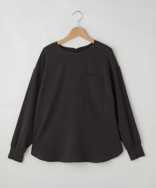 &Bridge(アンドブリッジ)の「qout シャリ感バックボタンプルオーバー(Tシャツ/カットソー・レディース・ブルー/グレー/グレー系その他/ホワイト系・02)」の3枚目の写真