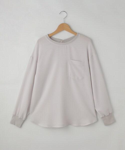 &Bridge(アンドブリッジ)の「qout シャリ感バックボタンプルオーバー(Tシャツ/カットソー・レディース・ブルー/グレー/グレー系その他/ホワイト系・02)」の1枚目の写真
