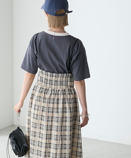 forksy.(フォルクシー)の「【forksy.】セットアップ対応 サッカーチェック柄シャーリングキャミワンピース(ワンピース・レディース・パープル系その他/レッド系その他/ベージュ系その他/ネイビー系1・FREE)」の19枚目の写真