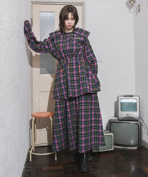 forksy.】セットアップ対応 サッカーチェック柄シャーリング