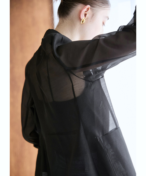 LaTotalite 【洗える】ウォッシャブルシアージャケット　ブラック　38 ラ トータリテ La Totalite ウォッシャブルシアージャケット