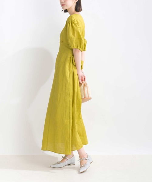 PICCIN（ピッチン）の「ウエストリボンリネンワンピース（ワンピース・レディース・ブルー/ブラック/イエロー・M）」の6枚目の写真