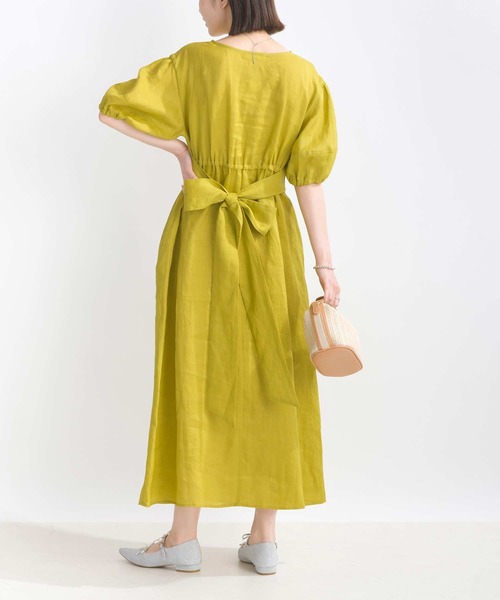 PICCIN（ピッチン）の「ウエストリボンリネンワンピース（ワンピース・レディース・ブルー/ブラック/イエロー・M）」の7枚目の写真