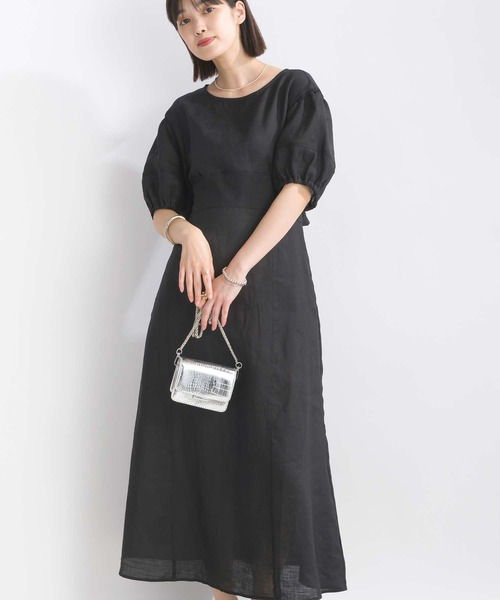 PICCIN（ピッチン）の「ウエストリボンリネンワンピース（ワンピース・レディース・ブルー/ブラック/イエロー・M）」の8枚目の写真